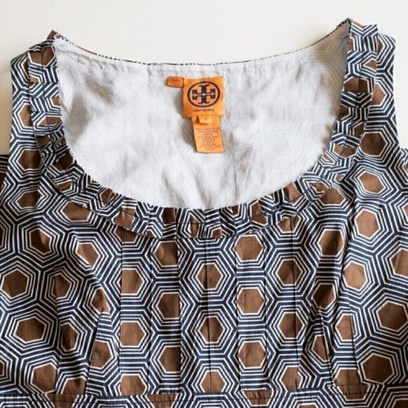 Tory Burch Summer Dress Hexagon Geometric Print Cotton Sleeveless Size 8 NWOT - Picture 5 of 11
